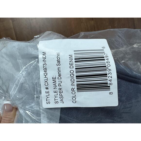 CXL by Christian Lacroix Jasper Satchel Womens Indigo Denim PU Top Handle Bag - Picture 7 of 7